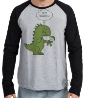 Camiseta manga longa Infantil ou Adulto Humano orgânico dinossauro - Foto 3