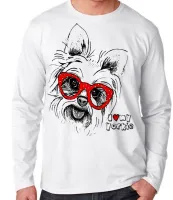 Camiseta manga longa Infantil ou Adulto I love yorkie cachorro cão dog - Foto 3