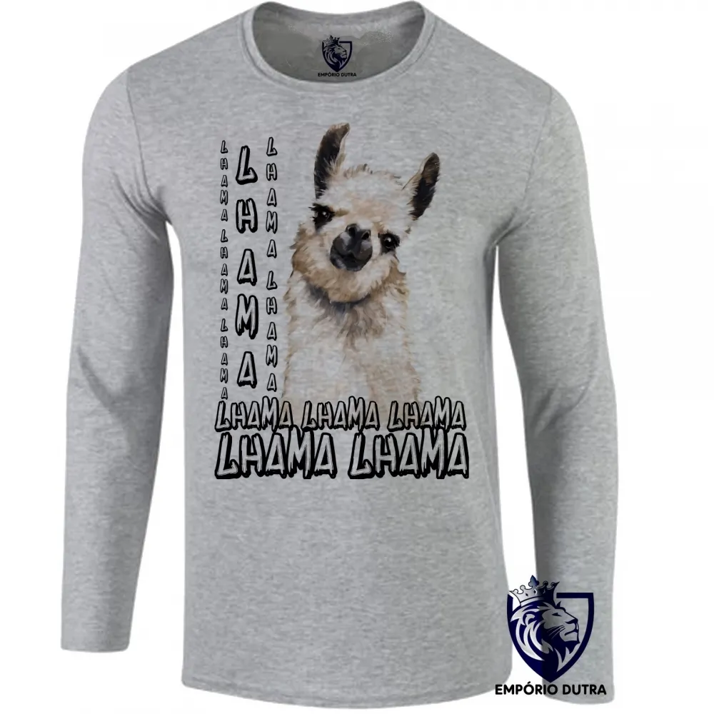 Camiseta manga longa Infantil ou Adulto lhama animal america latina Imagem