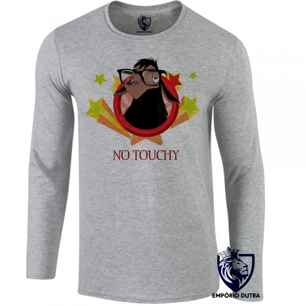 Camiseta manga longa Infantil ou Adulto Lhama No touchy não encoste Imagem