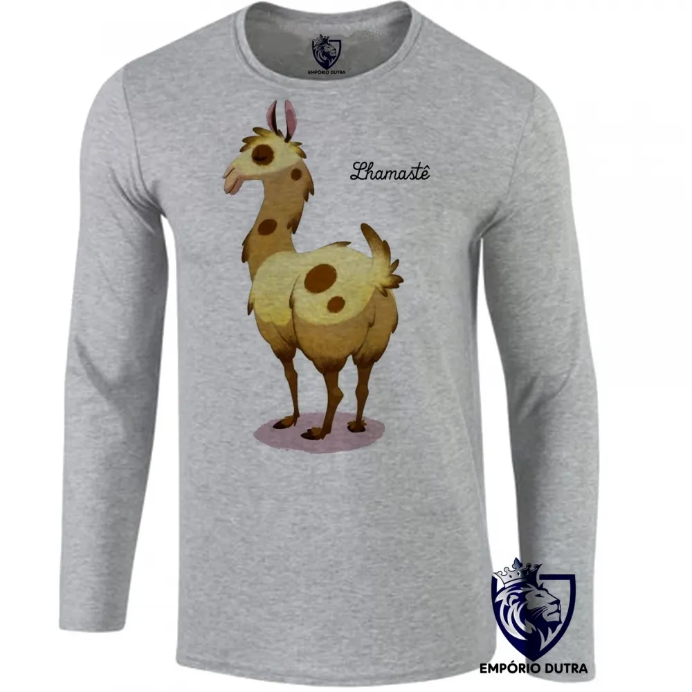 Camiseta manga longa Infantil ou Adulto Lhamastê lhama animal america