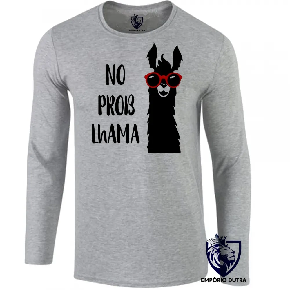 Camiseta manga longa Infantil ou Adulto No problhama lhama problema