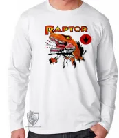 Camiseta manga longa Infantil ou Adulto dinossauro Raptor Ghost world - Foto 3