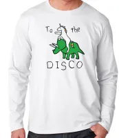 Camiseta manga longa Infantil ou Adulto To the disco dinossauro unicórnio - Foto 2