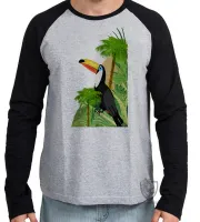 Camiseta manga longa Infantil ou Adulto tucano passaro - Foto 2