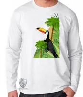 Camiseta manga longa Infantil ou Adulto tucano passaro - Foto 3