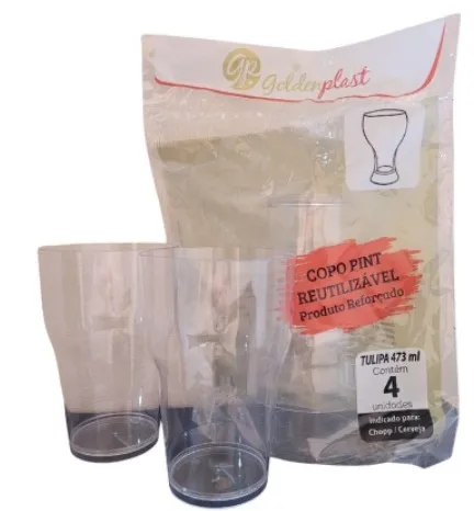 Copo Acrílico Pint Chopp 473ml GoldenPlast C/4