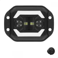 Farol de Embutir Milha LED 40W Spot - Angel Eyes + Seta + Tictac - Und