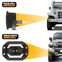 Farol de Embutir Milha LED 40W Spot - Angel Eyes + Seta + Fusível + Tictac - Par - Foto 6