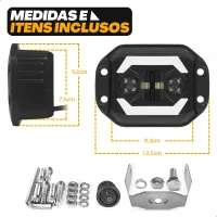 Farol de Embutir Milha LED 40W Spot - Angel Eyes + Seta + Fusível + Tictac - Par - Foto 7