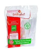 Colher Master Biodegrdável Refeição Branca /Cristal GoldenPlast C/1000 - Foto 2