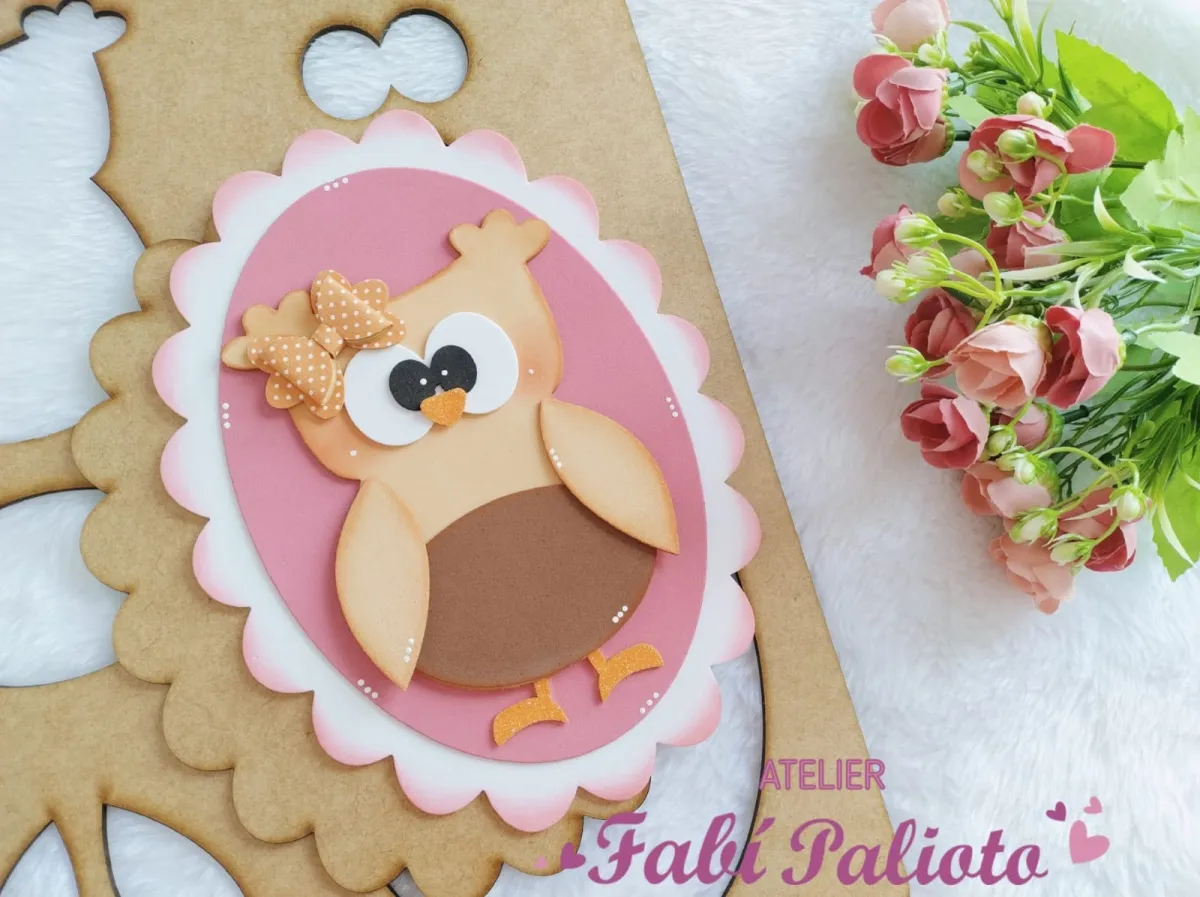 G1.606  Gabarito de Moldes  em MDF  Corujices da Mamãe - Aplique Caderno Imagem