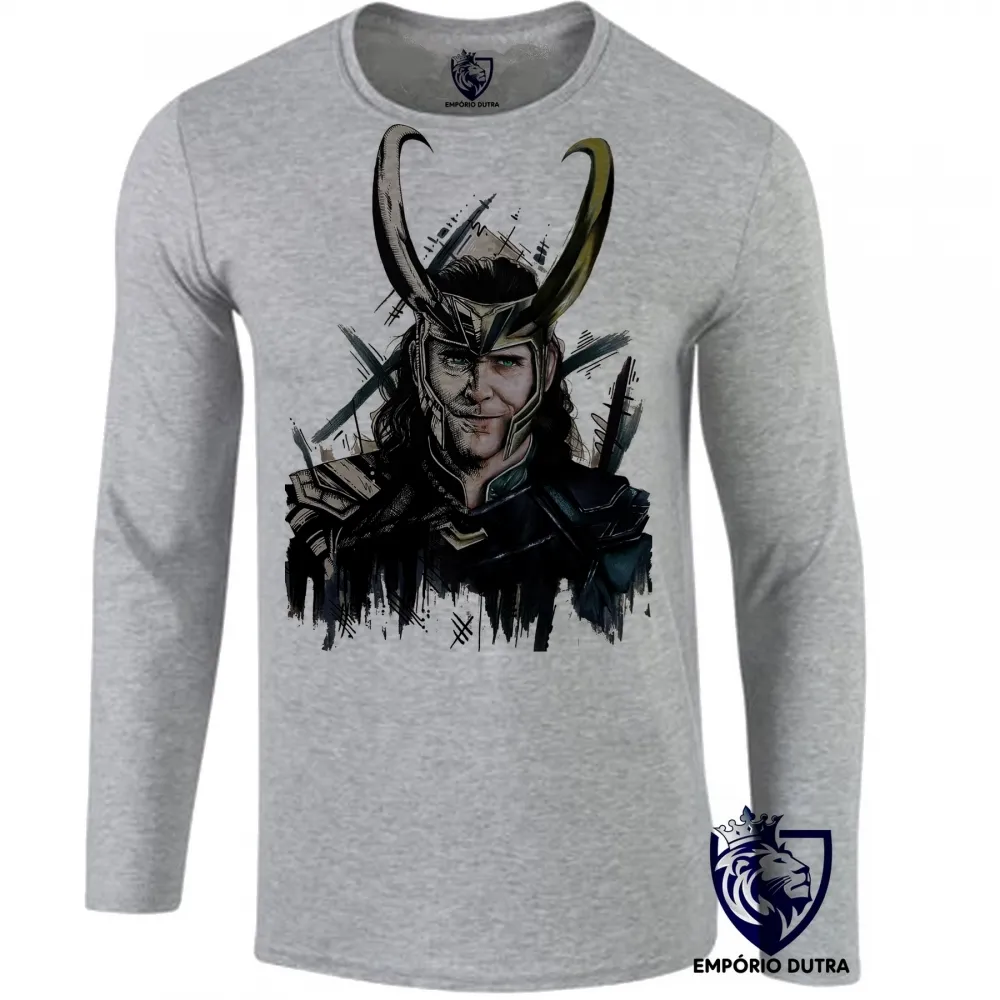 Camiseta manga longa Infantil ou Adulto loki vilão thor vingadores avengers Imagem