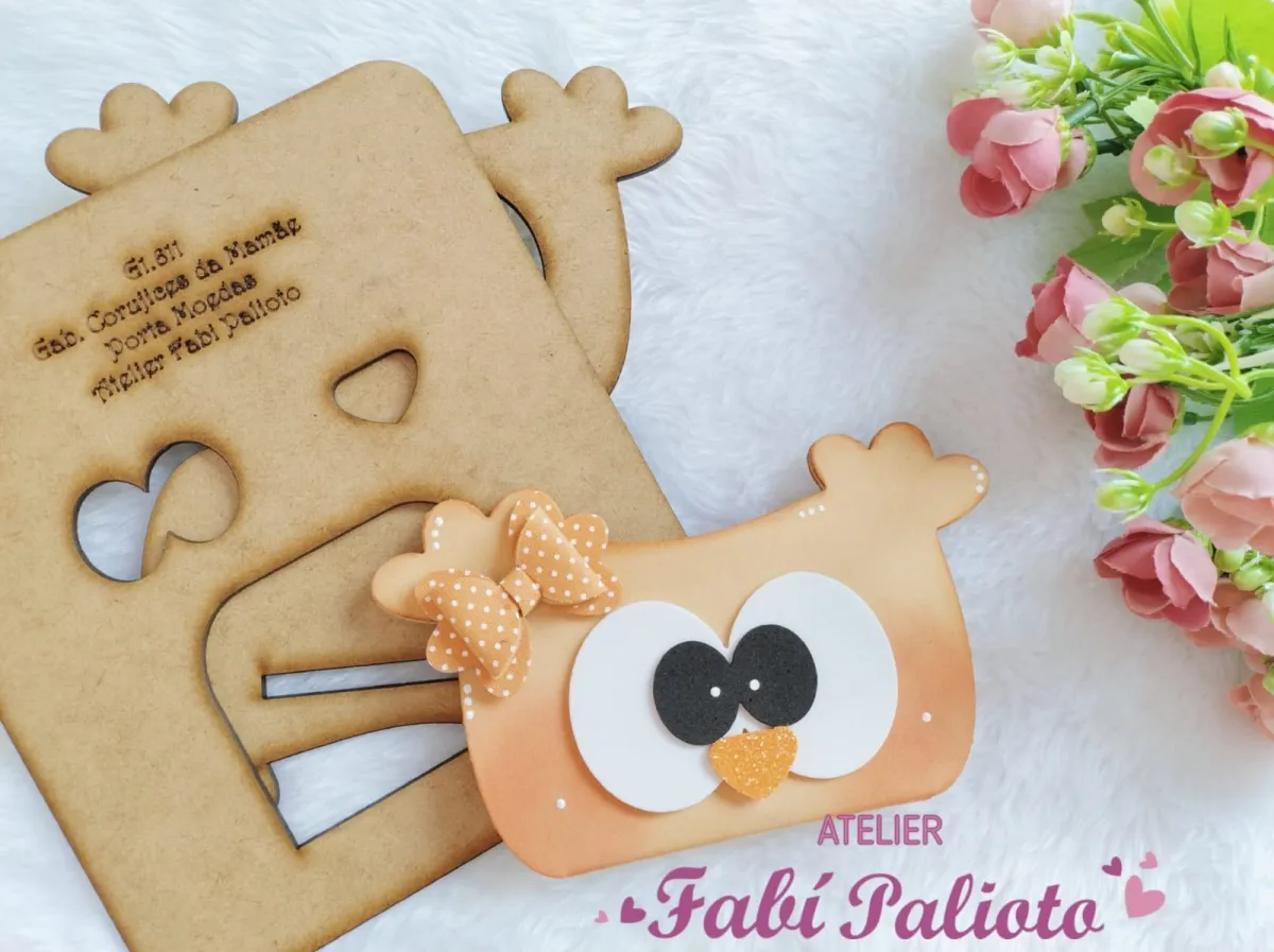 G1.610  Gabarito de Moldes  em MDF  Corujices da Mamãe - Porta Moedas Imagem