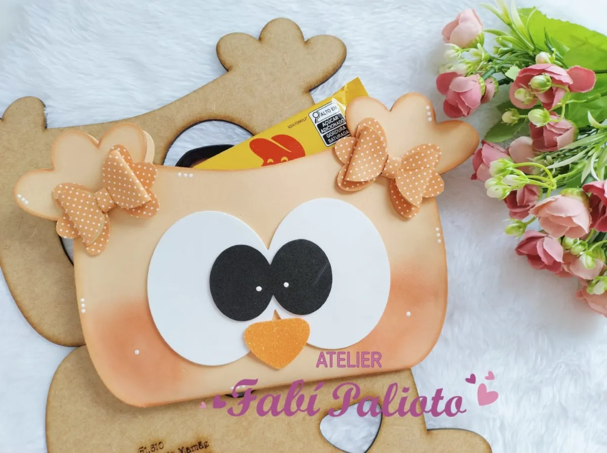 G1.611  Gabarito de Moldes  em MDF  Corujices da Mamãe - Porta Barra de Chocolate Imagem