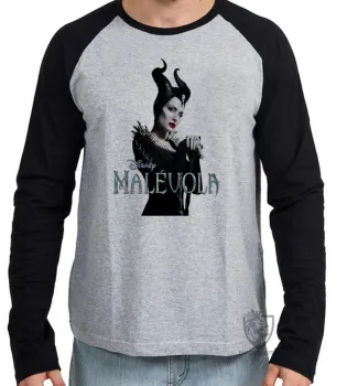 Camiseta manga longa Infantil ou Adulto Malévola cajado vilã disney bruxa - Foto 2