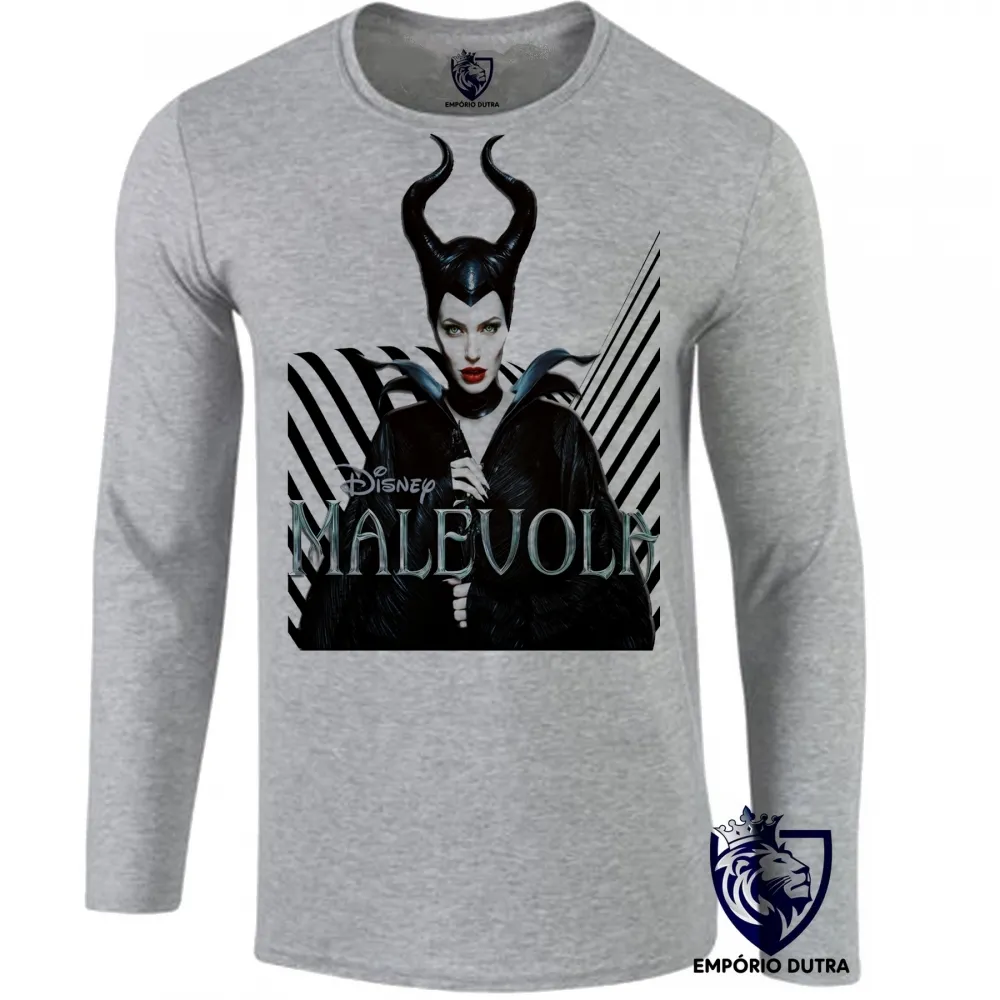 Camiseta manga longa Infantil ou Adulto Malévola vilã disney bruxa