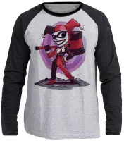 Camiseta manga longa Infantil ou Adulto ARLEQUINA PALHAÇO coringa batman - Foto 3