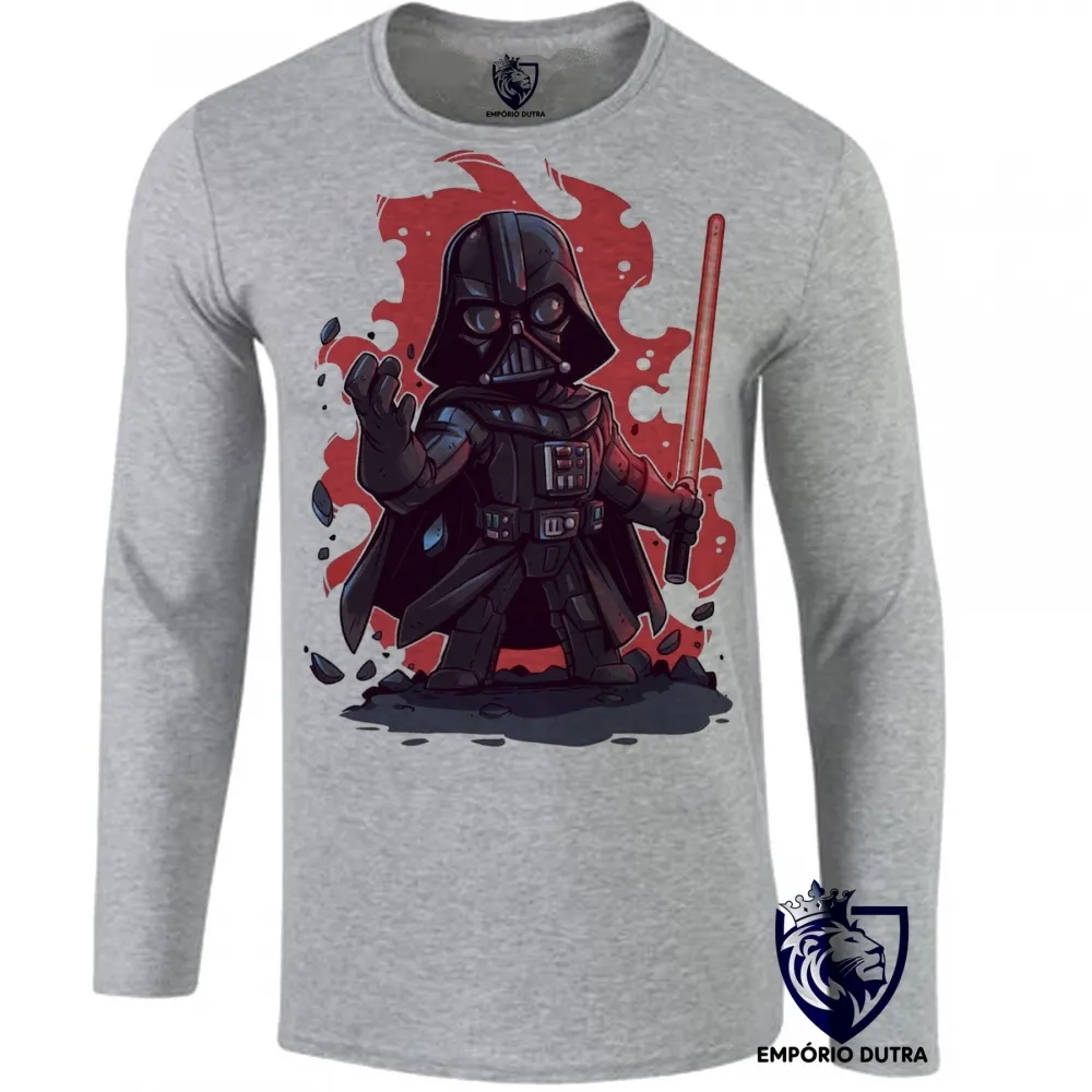 Camiseta manga longa Infantil ou Adulto darth vader vilão star wars