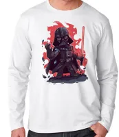 Camiseta manga longa Infantil ou Adulto darth vader vilão star wars - Foto 3