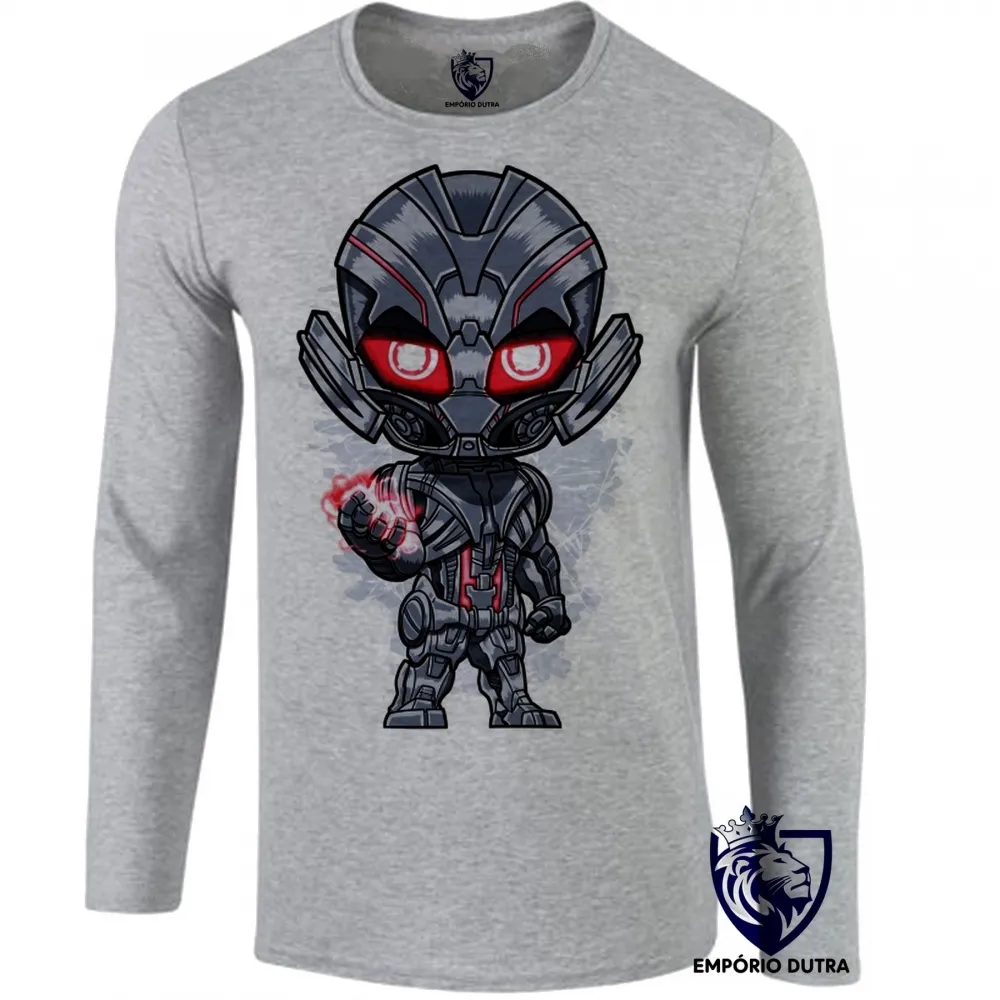Camiseta manga longa Infantil ou Adulto ULTRON vilão vingadores avengers