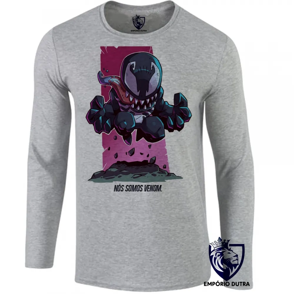 Camiseta manga longa Infantil ou Adulto Venom homem aranha