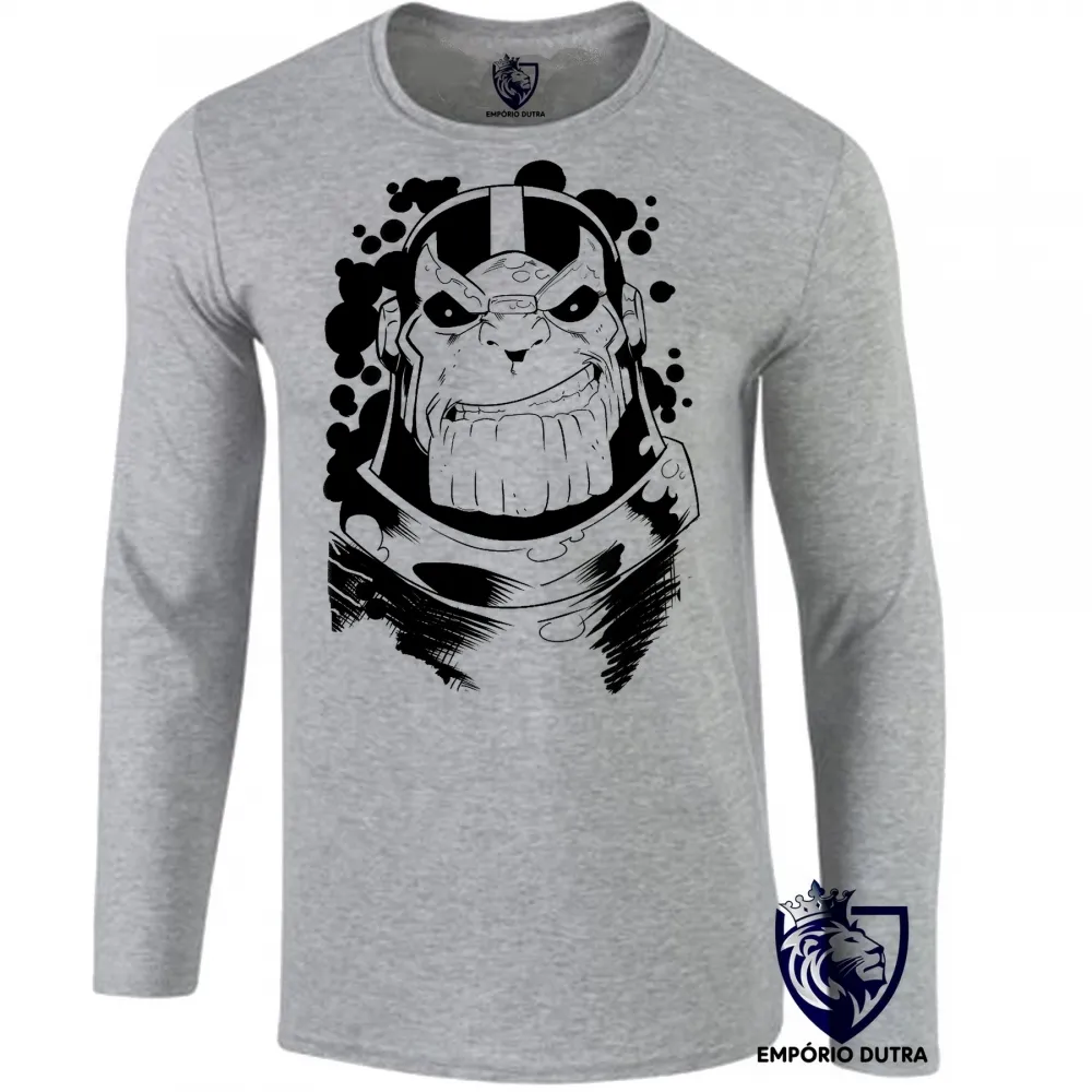 Camiseta manga longa Infantil ou Adulto Thanos black vingadores avengers marvel