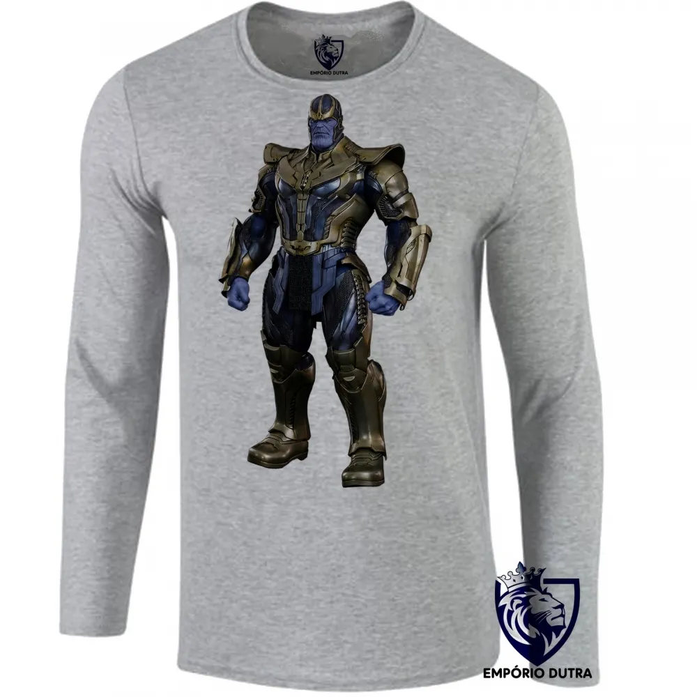 Camiseta manga longa Infantil ou Adulto thanos marvel vingadores avengers