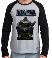 Camiseta manga longa Infantil ou Adulto thanos trono vingadores avengers marvel - Foto 2