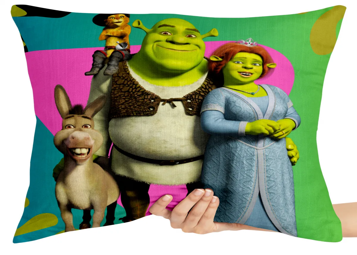 Capa de Almofada ou Travesseiro Shrek Burro Gato