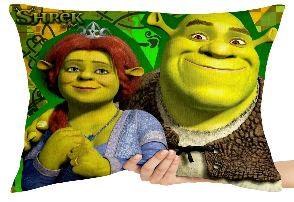 Capa de Almofada ou Travesseiro Shrek e Fionna Imagem