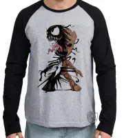 Camiseta manga longa Infantil ou Adulto venom homem aranha groot marvel guardioes galaxia - Foto 2