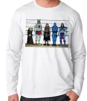 Camiseta manga longa Infantil ou Adulto Vilões antigos cadeia presos prisão delegacia - Foto 3