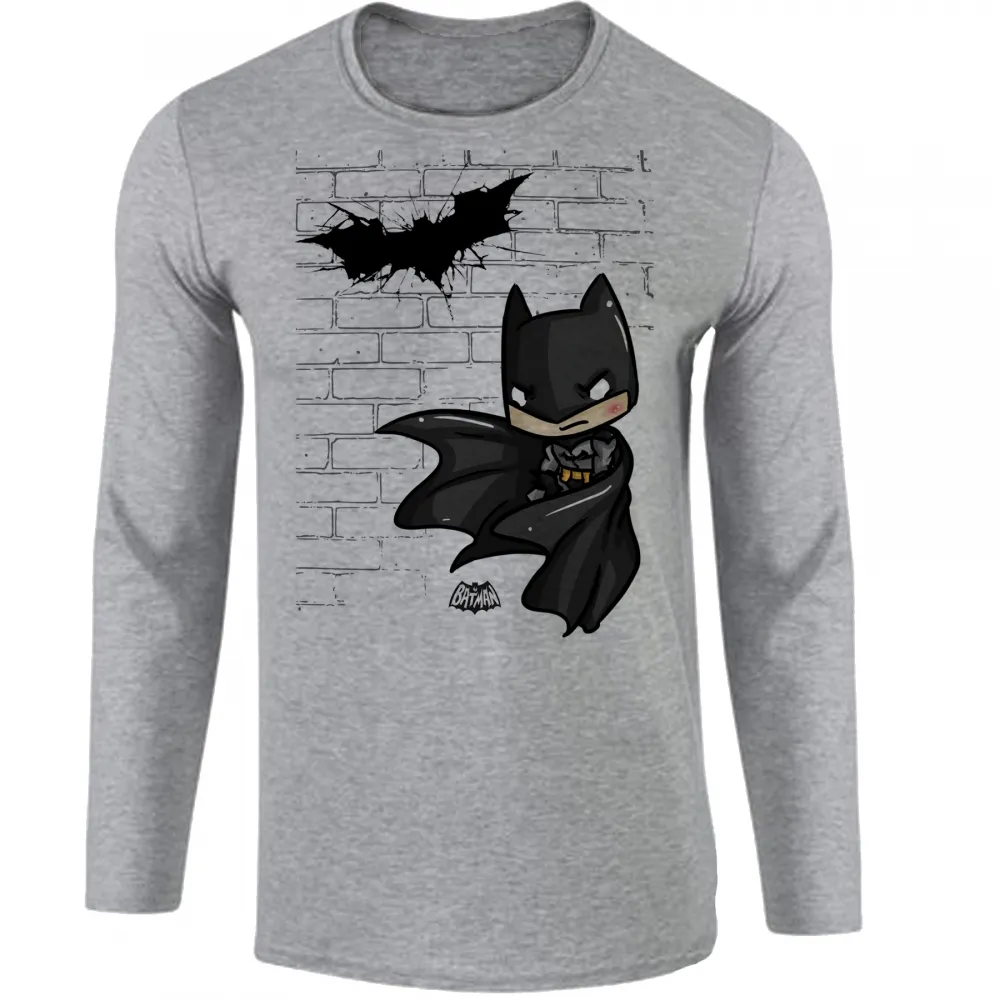 Camiseta manga longa Infantil ou Adulto Batman pequeno muro herói Imagem