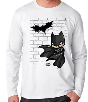 Camiseta manga longa Infantil ou Adulto Batman pequeno muro herói - Foto 2