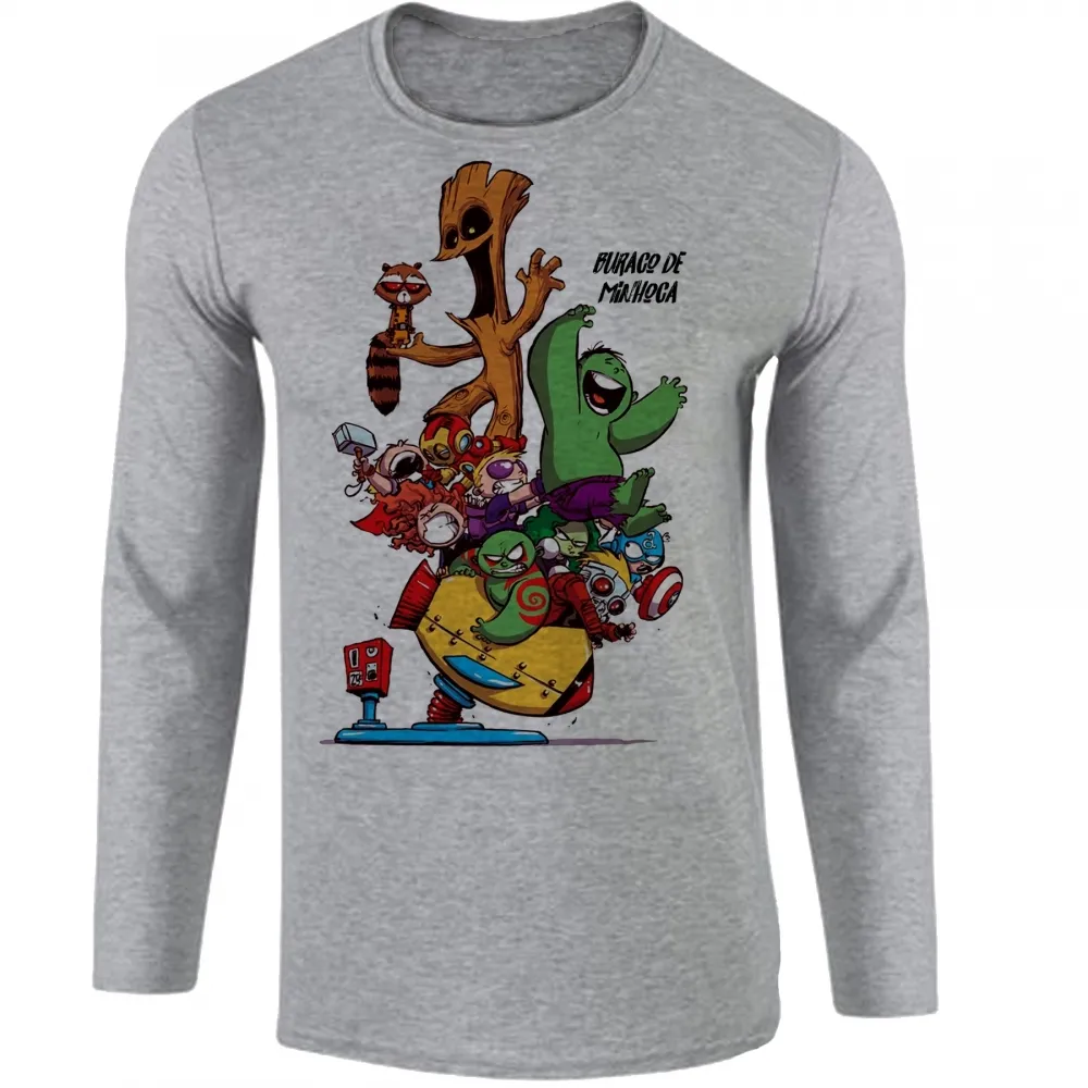 Camiseta manga longa Infantil ou Adulto Buraco de Minhoca vingadores super heróis