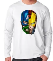 Camiseta manga longa Infantil ou Adulto Cabeças vingadores hulk thor capitão - Foto 2