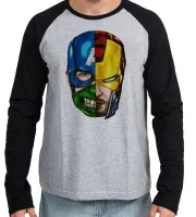 Camiseta manga longa Infantil ou Adulto Cabeças vingadores hulk thor capitão - Foto 3