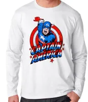 Camiseta manga longa Infantil ou Adulto Capitão américa cartoon marvel - Foto 3
