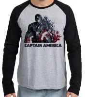 Camiseta manga longa Infantil ou Adulto Capitão América desintegrando - Foto 2