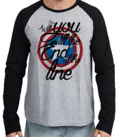 Camiseta manga longa Infantil ou Adulto Capitão América escudo end line - Foto 2