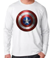 Camiseta manga longa Infantil ou Adulto capitao america escudo marvel - Foto 3