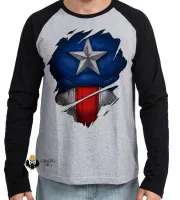 Camiseta manga longa Infantil ou Adulto Capitão america marvel disfarce - Foto 2