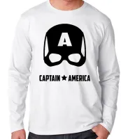 Camiseta manga longa Infantil ou Adulto capitão américa máscara black - Foto 3
