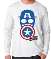 Camiseta manga longa Infantil ou Adulto Capitão América máscara escudo - Foto 3