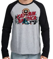 Camiseta manga longa Infantil ou Adulto Capitão América super heroi marvel - Foto 2
