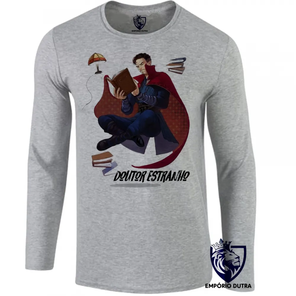 Camiseta manga longa Infantil ou Adulto Doutor Estranho voando strange marvel Imagem
