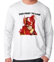 Camiseta manga longa Infantil ou Adulto Flash liga justiça fast to live heroi - Foto 2