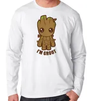 Camiseta manga longa Infantil ou Adulto Groot Bebê guardiões galaxia marvel - Foto 2