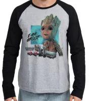 Camiseta manga longa Infantil ou Adulto Groot Guardiões da Galáxia controle - Foto 2